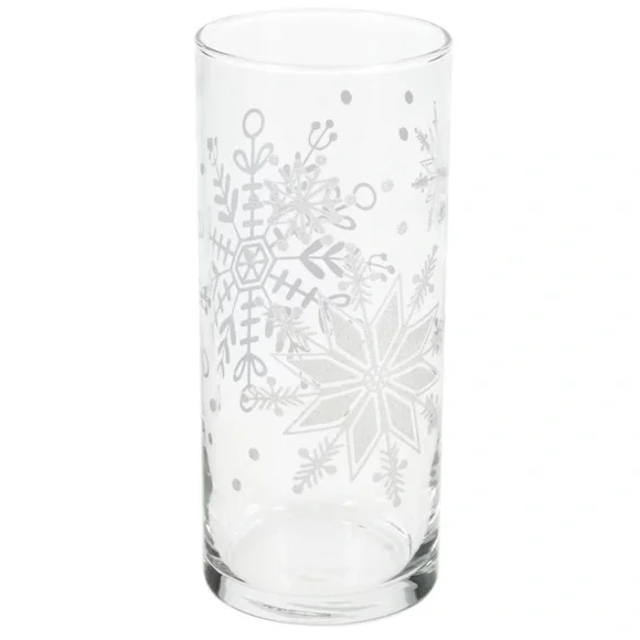 4 Cristar Lexington Cooler Decor Glitter Snowflakes Glasses- 16.5 oz - Picture 1 of 9